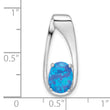 Sterling Silver Rhodium-plated Blue Created Opal Slide Pendant