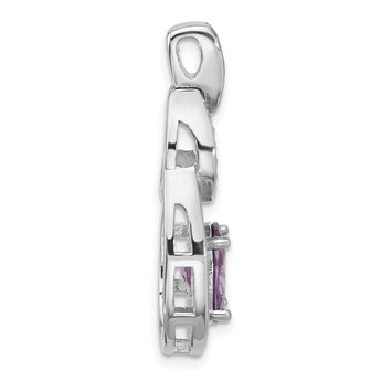 Sterling Silver Rhodium-plated CZ and Purple Zircon Pendant