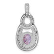 Sterling Silver Rhodium-plated CZ and Purple Zircon Pendant