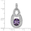 Sterling Silver Rhodium-plated CZ and Purple Zircon Pendant