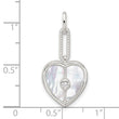 Sterling Silver E-coated CZ and Mother of Pearl Heart Pendant