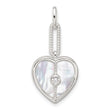 Sterling Silver E-coated CZ and Mother of Pearl Heart Pendant