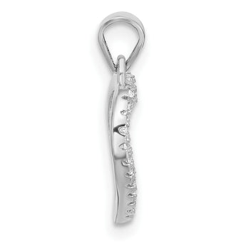 Sterling Silver Rhodium-plated CZ Heart Pendant - Birthstone Company