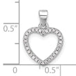 Sterling Silver Rhodium-plated CZ Heart Pendant