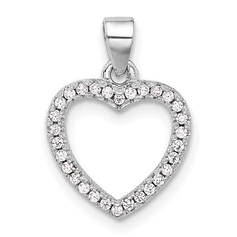 Sterling Silver Rhodium-plated CZ Heart Pendant - Birthstone Company