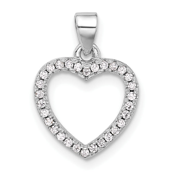 Sterling Silver Rhodium-plated CZ Heart Pendant - Birthstone Company