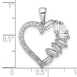 Sterling Silver Rhodium-plated CZ Heart Pendant