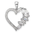 Sterling Silver Rhodium-plated CZ Heart Pendant