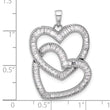 Sterling Silver Rhodium-plated Intertwined CZ Hearts Pendant