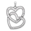 Sterling Silver Rhodium-plated Intertwined CZ Hearts Pendant