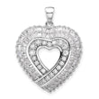 Sterling Silver Rhodium-plated CZ Heart Pendant