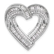 Sterling Silver Rhodium-plated CZ Heart Chain Slide Pendant