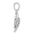 Sterling Silver Rhodium-plated White Created Opal Heart Wings Pendant