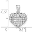 Sterling Silver Rhodium-plated Polished and CZ Pave Heart Pendant