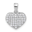 Sterling Silver Rhodium-plated Polished and CZ Pave Heart Pendant