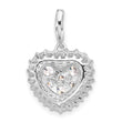 Sterling Silver Rhodium-plated CZ Heart Pendant