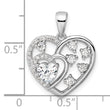 Sterling Silver Rhodium-plated CZ Heart Pendant