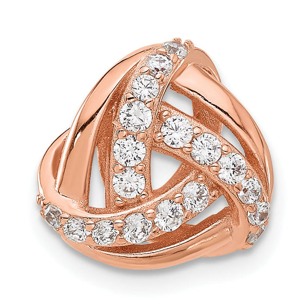 Sterling Silver Rose-tone CZ Knot Slide Pendant