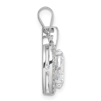 Sterling Silver Rhodium-plated CZ Apple Pendant