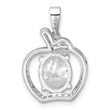 Sterling Silver Rhodium-plated CZ Apple Pendant