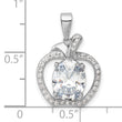 Sterling Silver Rhodium-plated CZ Apple Pendant