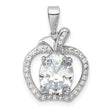 Sterling Silver Rhodium-plated CZ Apple Pendant