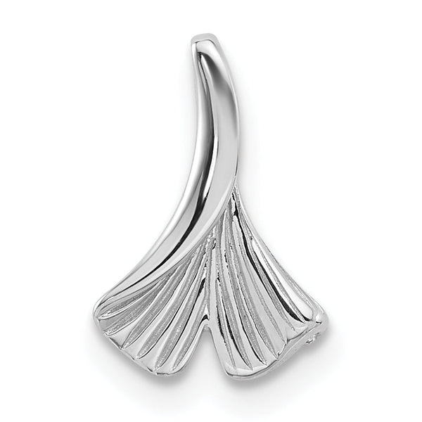 Sterling Silver Rhodium-plated Floral Leaf Chain Slide