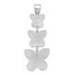 Sterling Silver Rhodium Plated Polished Beaded Butterfly Pendant