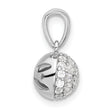 Sterling Silver Rhodium-plated Micro Pav‚ CZ Ball Pendant
