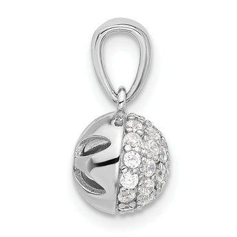 Sterling Silver Rhodium-plated Micro Pav‚ CZ Ball Pendant