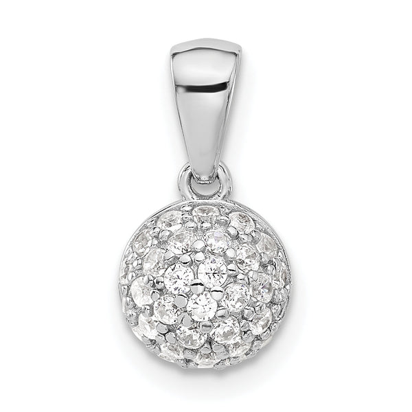 Sterling Silver Rhodium-plated Micro Pav‚ CZ Ball Pendant