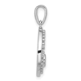 Sterling Silver Rhodium-plated Fancy CZ Circle Pendant