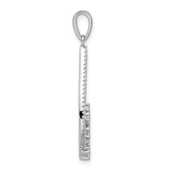 Sterling Silver Rhodium-plated Fancy CZ Drop Pendant
