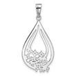 Sterling Silver Rhodium-plated Fancy CZ Drop Pendant