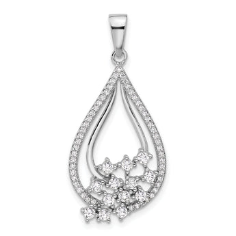 Sterling Silver Rhodium-plated Fancy CZ Drop Pendant