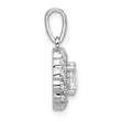 Sterling Silver Rhodium-plated Fancy CZ Round Pendant