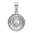 Sterling Silver Rhodium-plated Fancy CZ Round Pendant
