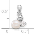 Sterling Silver Rhodium-plated CZ and FWC Pearl Pendant