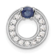 Sterling Silver Rhodium-plated CZ and Blue Sapphire Chain Slide