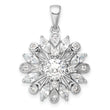 Sterling Silver Rhodium-plated CZ Floral Pendant