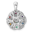 Sterling Silver Rhodium-pltd Rainbow Nano Crystal &Clear CZ Floral Pendant