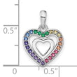 Sterling Silver RH-plated Rainbow Crystal Double Heart Children's Pendant