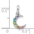 Sterling Silver Rhodium-plated Rainbow Crystal Moon Children's Pendant