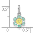 Sterling Silver RH-plated Blue & Yellow Enamel Flower Children's Pendant