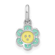 Sterling Silver RH-plated Blue & Yellow Enamel Flower Children's Pendant