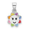 Sterling Silver RH-plated Multicolor Enamel Smiling Sun Children's Pendant