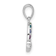 Sterling Silver Rhod-plated Crystal Rainbow & Clouds Children's Pendant