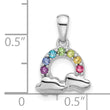 Sterling Silver Rhod-plated Crystal Rainbow & Clouds Children's Pendant
