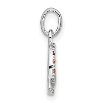 Sterling Silver Rhod-plated Multi-color Crystal Planet Children's Pendant