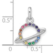 Sterling Silver Rhod-plated Multi-color Crystal Planet Children's Pendant